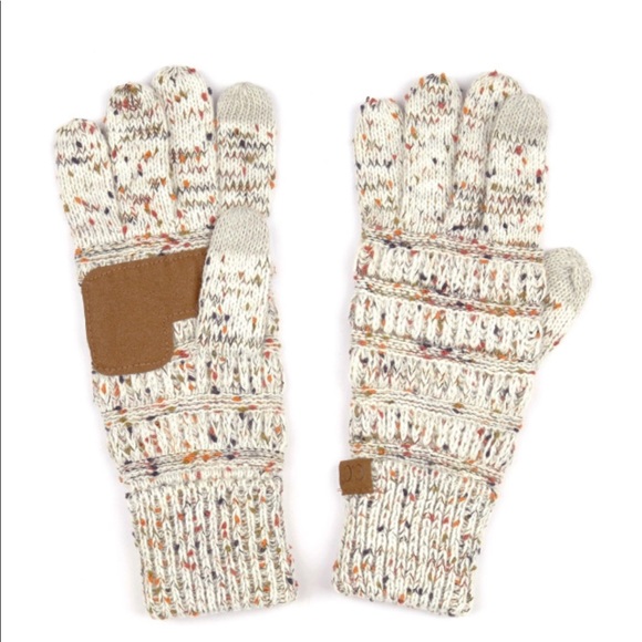 Accessories - Ribbed Color Ivory confetti C.C glove.